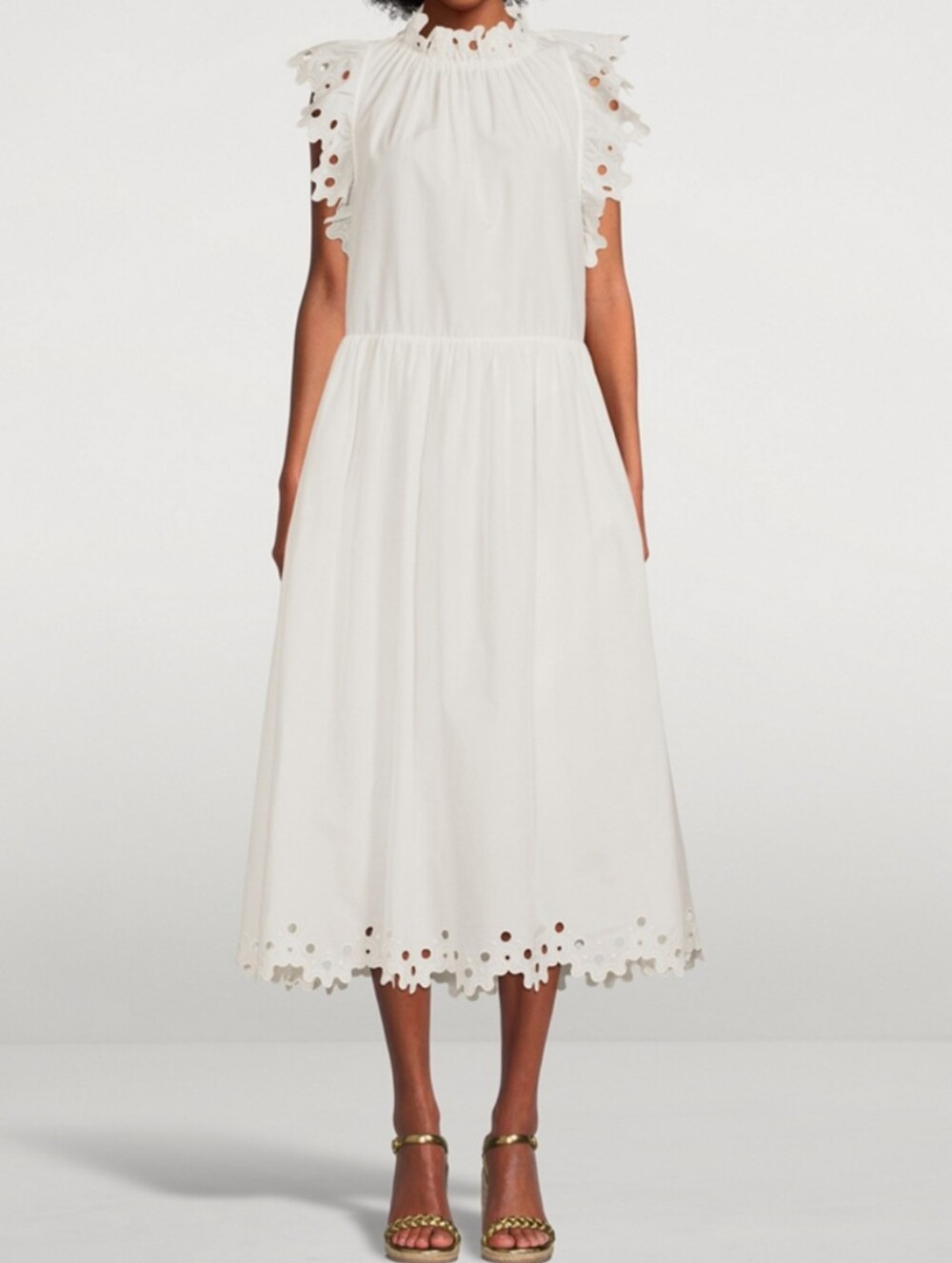 Magali Pascal Corinne Floral Embroidered High Neck Midi Dress L
